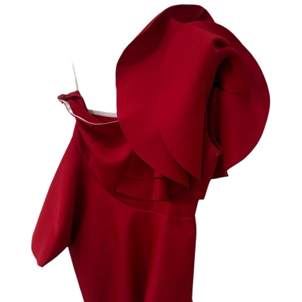 Red One-Shoulder Ruffle Top - Picture 3 of 4